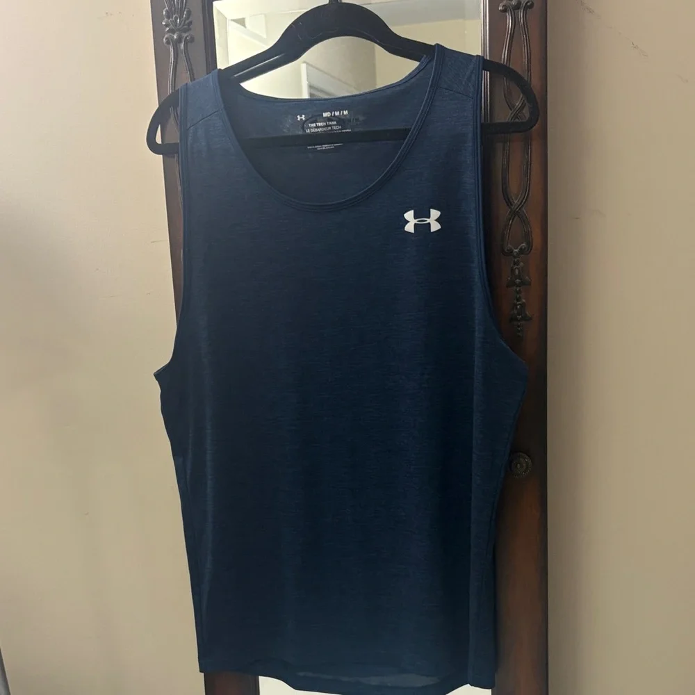 Under Armour The Tech Tank Dark Blue Athletic Tank Top Shirt 2022